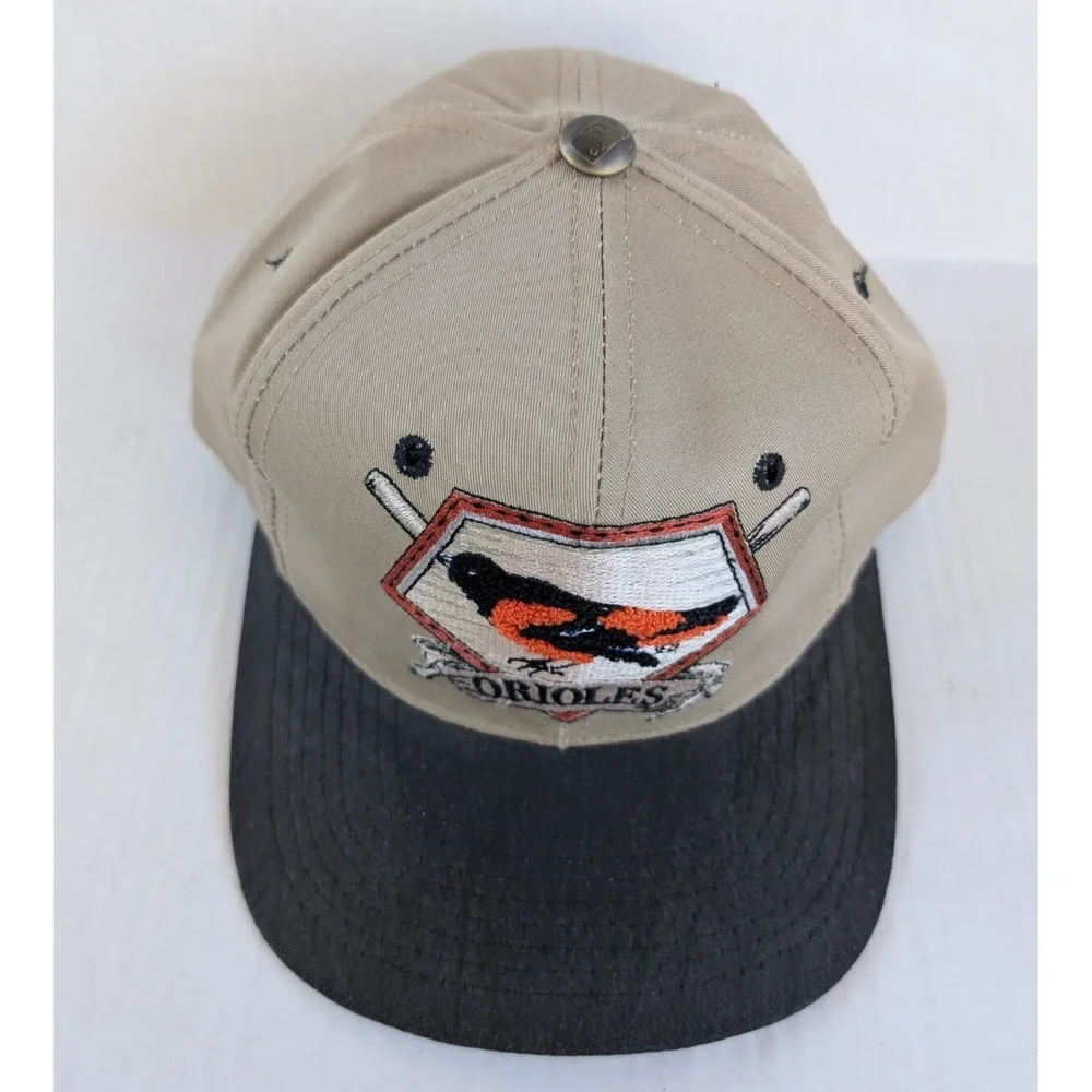Vintage Baltimore Orioles Starter Hat Needlepoint‎ 2 Bat Logo Paisley 90s MLB